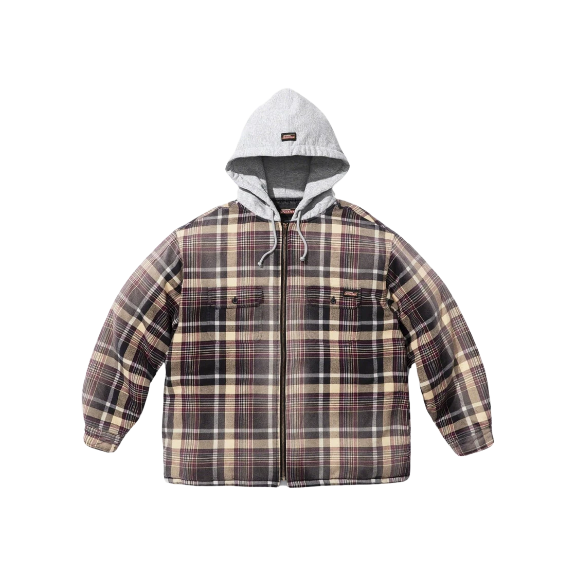 Chemise zippée à capuche à carreaux Supreme x Dickies noire   23FW