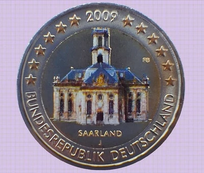 2 Euro 2009 Saarland J Unc. Farbe 6595#❇️❇️ - Bild 1 von 2