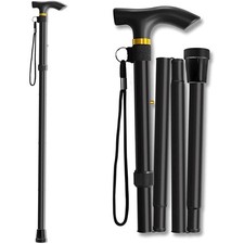 Folding Walking Cane Adjustable Height Portable Lightweight Mobility Aid for