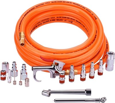 3/8'' x 25ft PVC Air Compressor Hose Kit with 17Pcs Air Tool & Air Compressor Kit