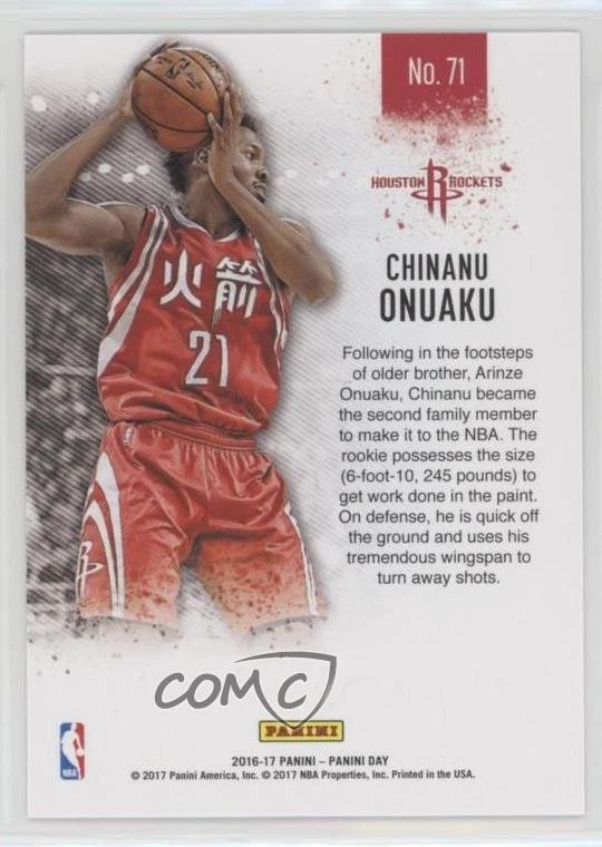 2016-17 Panini Day Rookies Angular /50 Chinanu Onuaku #71 Rookie RC - Image 2 of 2