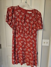 Loft Red Floral Dress 16