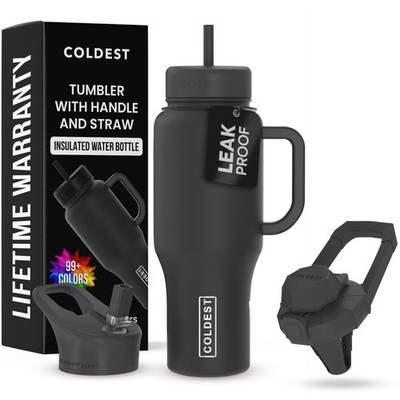 Coldest Tumbler with Handle and Straw - 100% Leak Proof Insulated Tumbler wit...