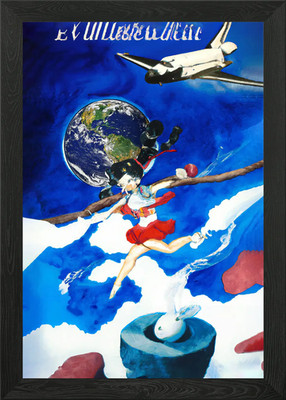 Wandel läuft zum Mond Gerahmtes Wandbild Poster Leinwanddruck Bild