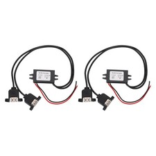 2pcs DC 12V/24V to 5V 3A 15W Step Down Converter Dual USB Ports  Mounting Tabs 