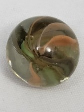 Vintage Marble Green Peach Brown Swirl Glass