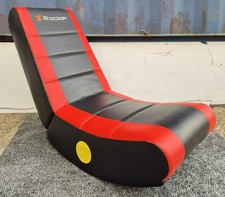 X Rocker Gaming Chair Folding Rocking Chair Black and Red Vinyl