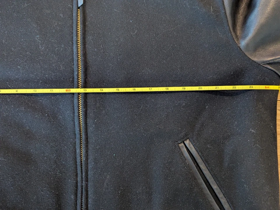 Golden Bear x Allen Edmonds Zip Wool/Leather Varsity Jacket - Black - XXL USA - Image 4 of 4