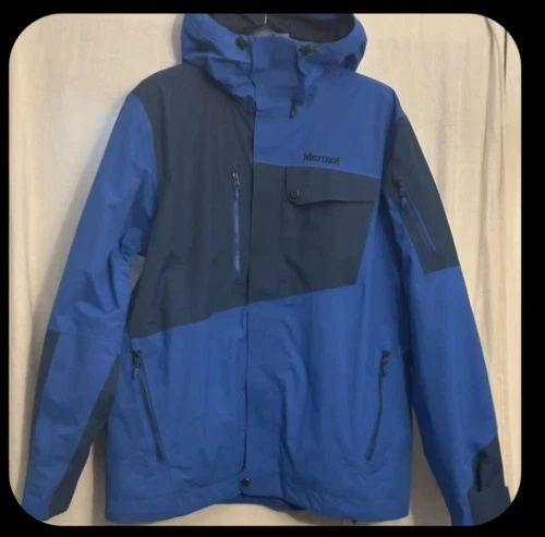 Marmot Jacket Mens Large Blue Hooded Ski Snowboard Winter Coat Outdoor image 7
