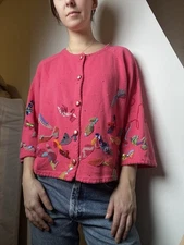 Michael Simon’s Embroidered Shoes Cardigan Medium M Kitschy Vintage