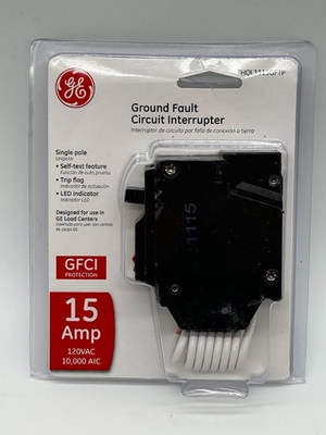 #ad #ad GE 15 Amp Single Pole Ground Fault Breaker with Self Test GFCI THQL1115GFTP New $34.99