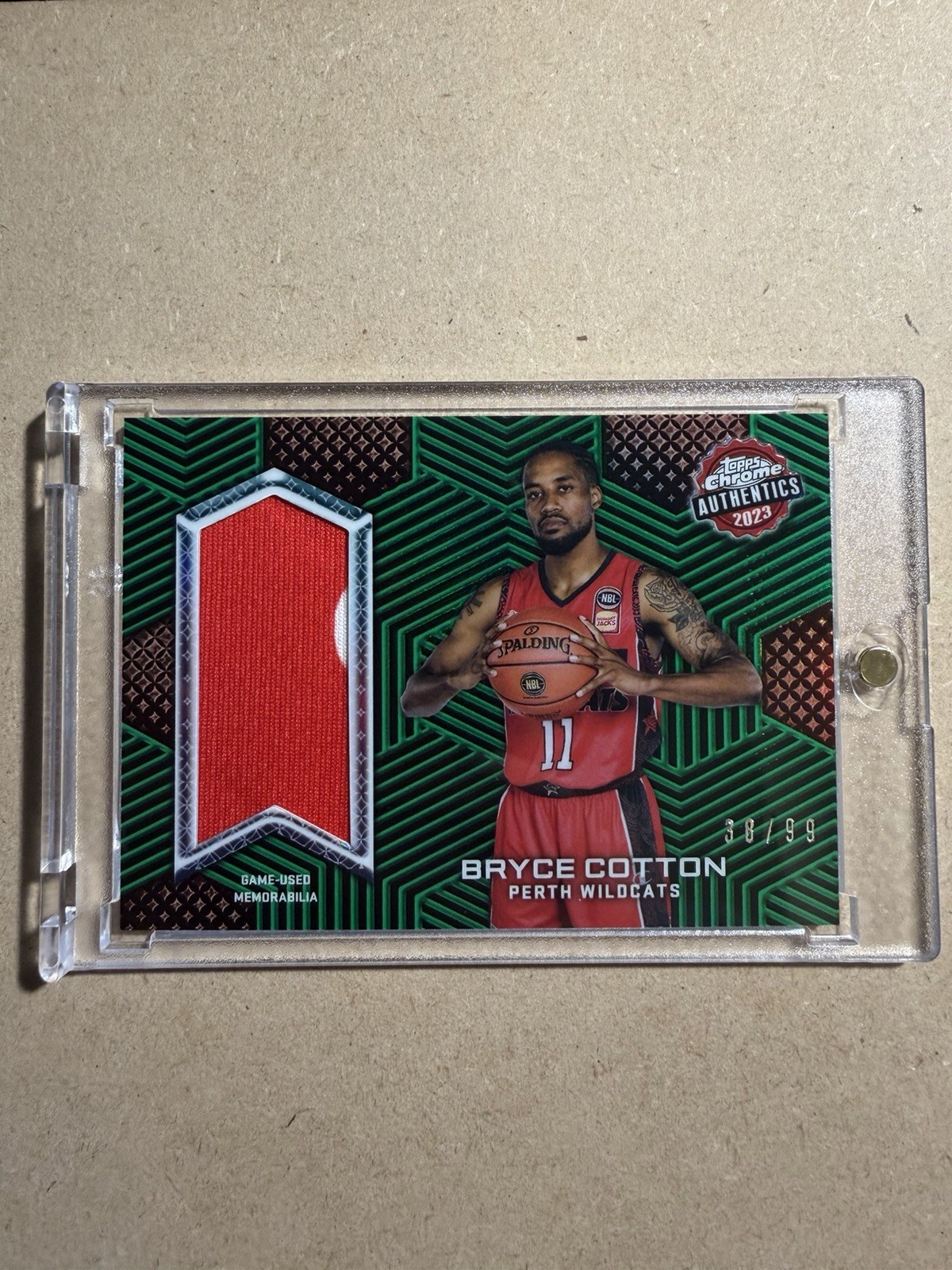 2023 Topps Chrome NBL Bryce Cotton Chrome Authentics Green /99 Game Used #CA-BC