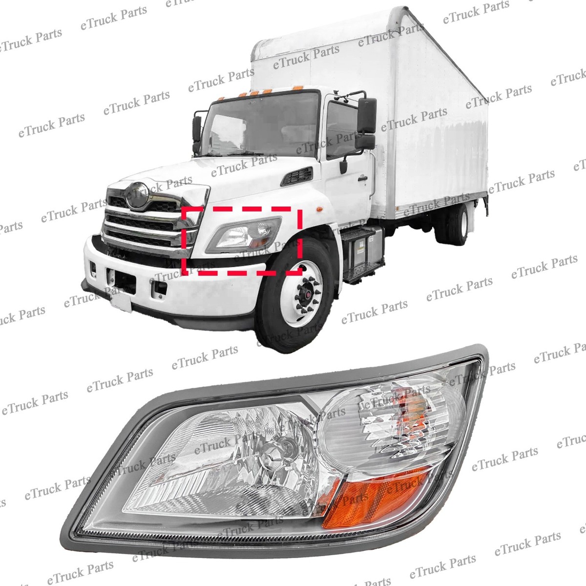 パーツ Hino truck front light 2021–2026 Hino L6 L7 L8 Driver Side Halogen Headlight Assembly