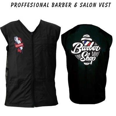 FALAH SHEARS Barber vest,Barber jacket,barber stylist vest,Black vest M to 3xl size