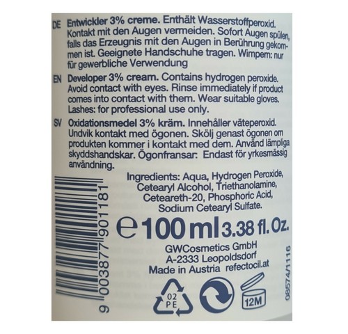 Refectocil Oxidant Cream 3% 10 Vol 100m Developer 4 Refectocil eyelash & eyebrow - Picture 2 of 3