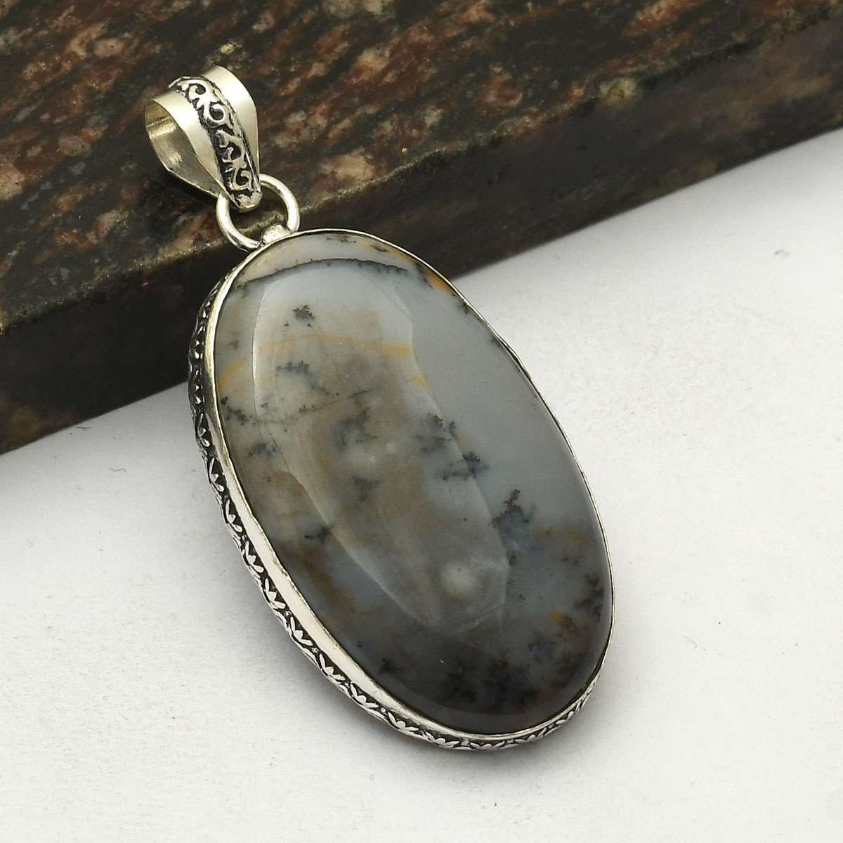 Dendrite Opal Gemstone Ethnic Handmade Pendant Jewelry Women Gift 2.4