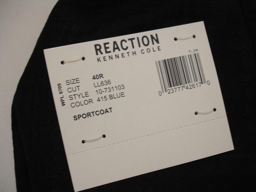 Mens 40R Kenneth Cole Reaction Evening Jacket Smoking 1-Button Blue Shawl Collar - Picture 9 of 15