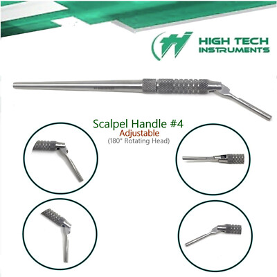 1pc Scalpel Blade Handle No.4 Adjustable Round Stainless Steel Dental Surgical