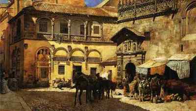 Blechschild Weeks Edwin Lord Marktplatz vor der Sakristei und Tür O