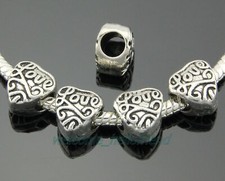 300Pcs Tibetan Silver Plated Heart Charm Beads Fit European Bracelet ZY108