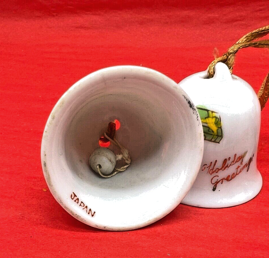12 Adorable Porcelain HandPainted Bell Ornaments/Japan/ VTG Christmas