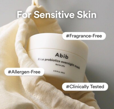 Abib Rice Probiotics Overnight Mask 2.7oz Hydrating Jelly Sleep Moisturizer