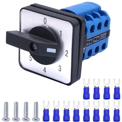 RS PRO, 3P 3 Position Changeover Cam Switch, 690 V, 20A | RS Rotary Changeover Switch Multi-step 5 Position Three Poles 20A Sel