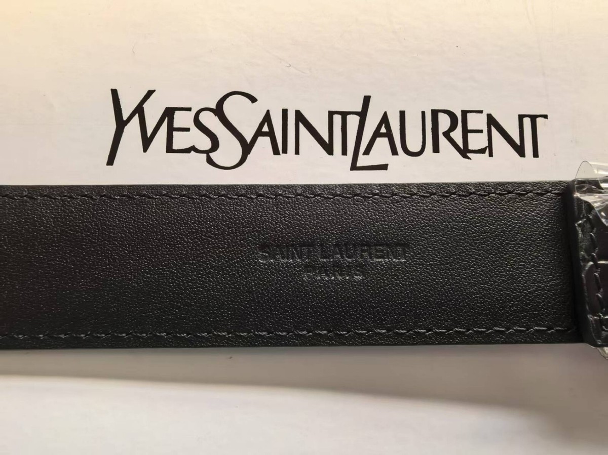 【関税&送料込】Saint Laurent Ysl Logo Belt SAINT LAURENT Solid Black SUEDE YSL-LOGO CASSANDRE Women's