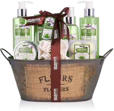 Damen Beauty Geschenkset Aloe Vera 10-tlg Körperpflege Bade Set + Zink Badewanne
