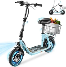 NEW Peak 1200W Electric Scooter with Seat for Adults, 500Wh Battery up to 30
