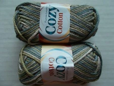 Filatura Lanarota Cozy Cotton yarn,100% cotton, gray/tan, lot of 2 (68 yds ea)