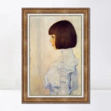 Framed Canvas Giclee Print Girl by Gustav Klimt Wall Art Home Decorations