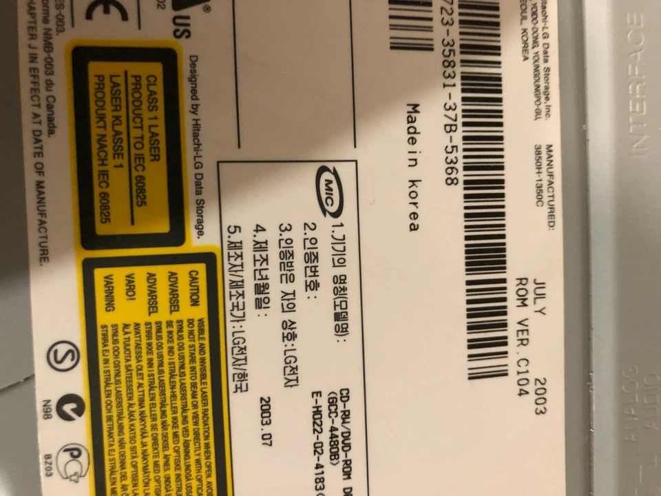 IDE CD-RW/DVD-ROM Drive GCC-4480B by Hitachi H-L Data Storage - Image 2 of 4