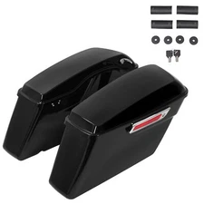 Vivid Black Hard Saddlebags Fit For Harley Touring Road King Street Glide 14-24