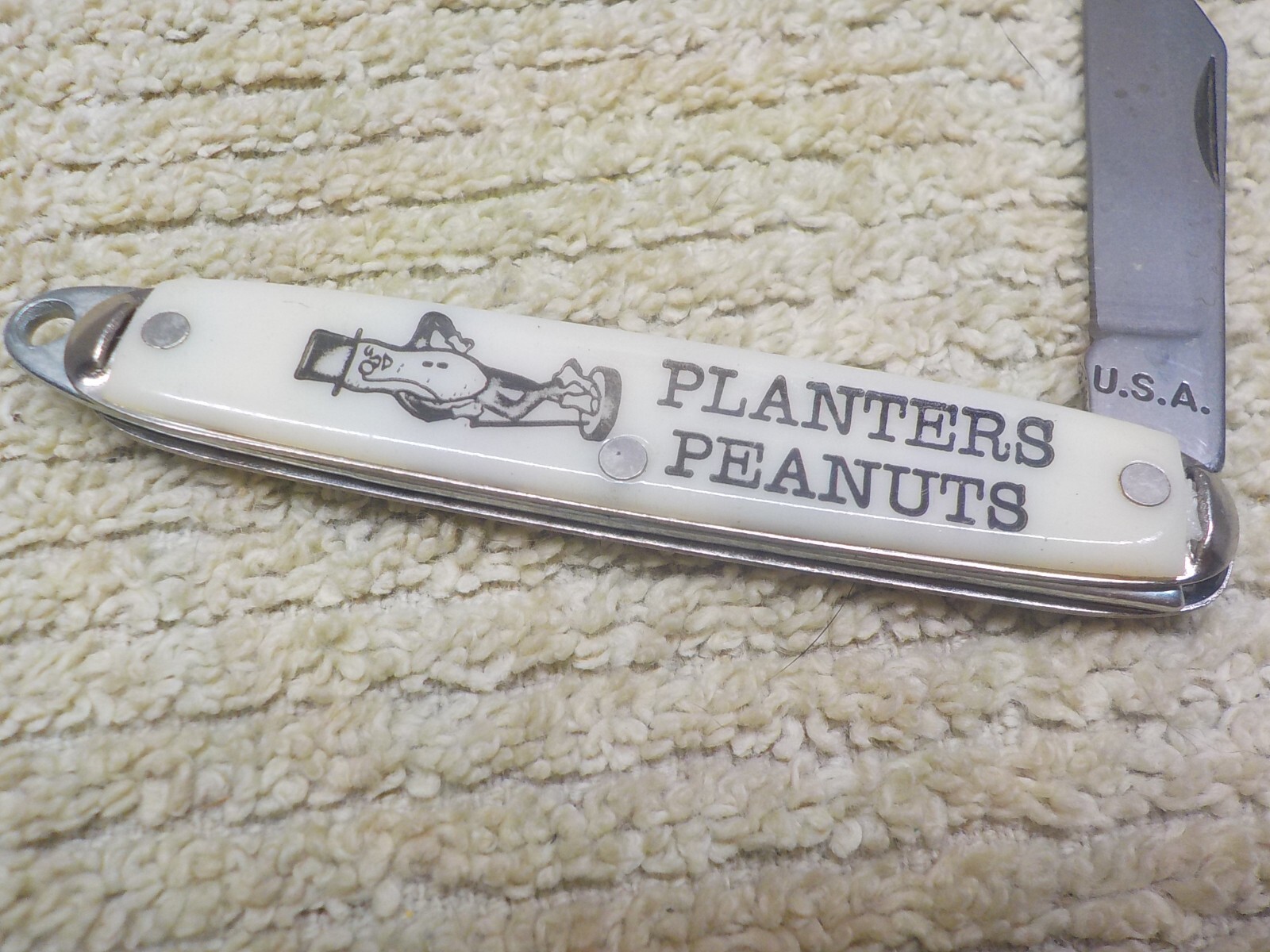 Vintage PLANTERS PEANUTS single blade folding keychain knife eBay