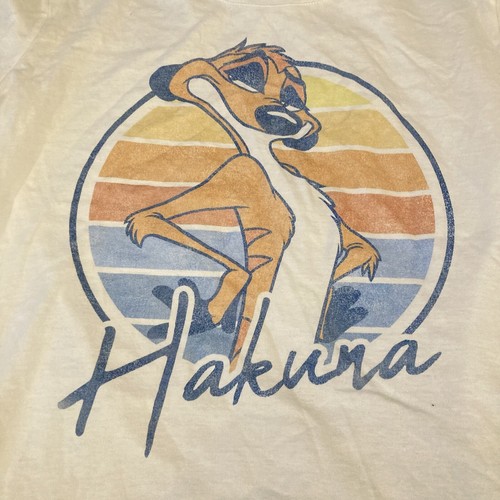Disney Lion King Retro Hakuna Timon Women's MEDIUM White Graphic Tee T-Shirt Top - Picture 6 of 12