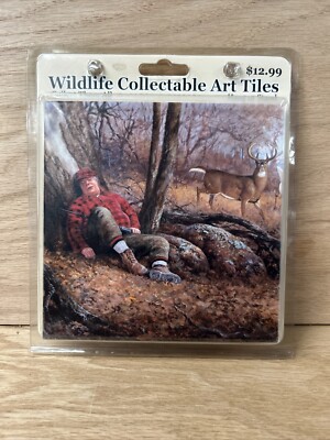 Collectible Wildlife Art Tile With Stand And Wall Mount  You Snooze You Lose 
