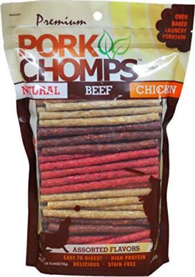 Pork Chomps Dog Chews 5inch Munchy Sticks Assorted Flavors 100 Count