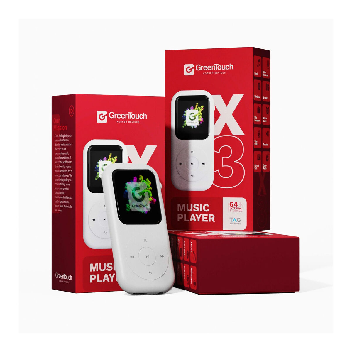 邦楽 touch GreenTouch SIX 64GB Kosher MP3 Player Bluetooth Built In Speaker