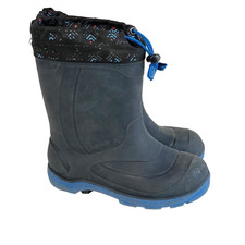 Kamik Snobuster Snow Boots Kids Size 2 Black Blue Pull On Waterproof Outdoor