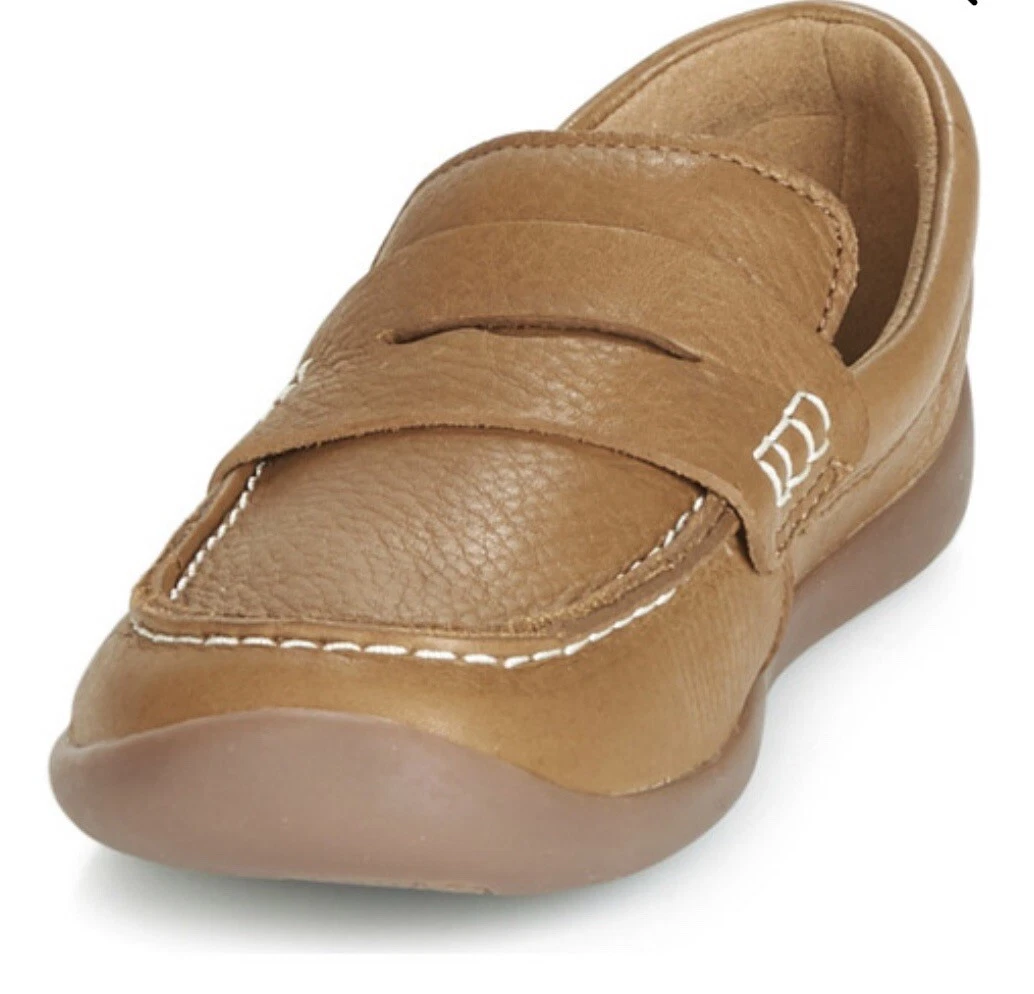 Mocassini mocassino Clarks Artist Stride marrone chiaro in pelle per bambini taglia 5 5 F