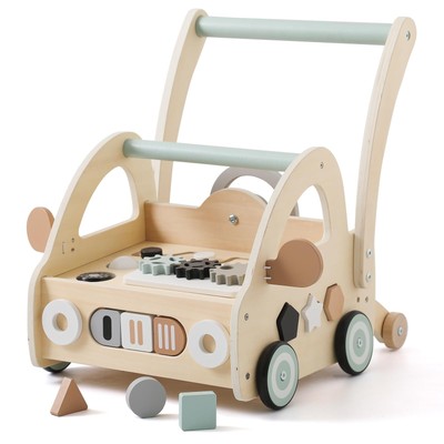 Lauflernwagen Holz Multifunktion Montessori Spielzeug mit Formensortierung Sp...