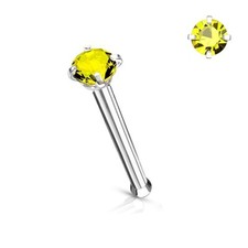 925 Sterling Silver Straight nose bone Stud Ring 1MM 1.5MM 2MM 2.5MM CZ 22G