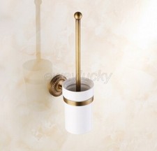 Antique Brass Toilet Brush Holder Set Bathroom Cleaning Accessories wba271