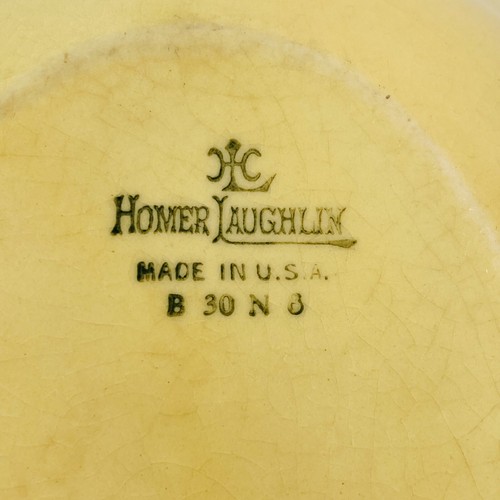 Homer Laughlin Vintage Embossed Yellow Green Small Oval Scalloped Bowl B30N8 - Picture 7 of 11