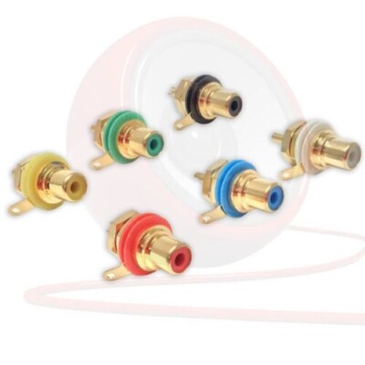 RCA Phono Chassis Panel Mount Socket, Gold Plated Connector, NYS367- Colours
