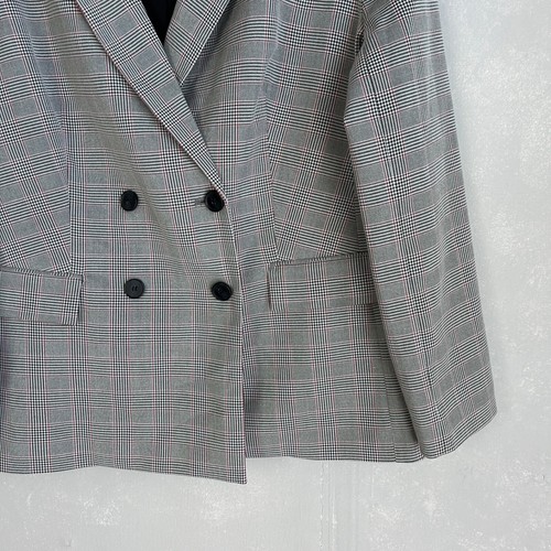 The Limited size 16 double breasted blazer gray red plaid career wear - Picture 5 of 13