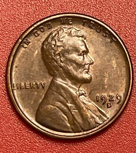 1929 S Lincoln Cent,  Red/Brown,  Uncirculated, As Shown.