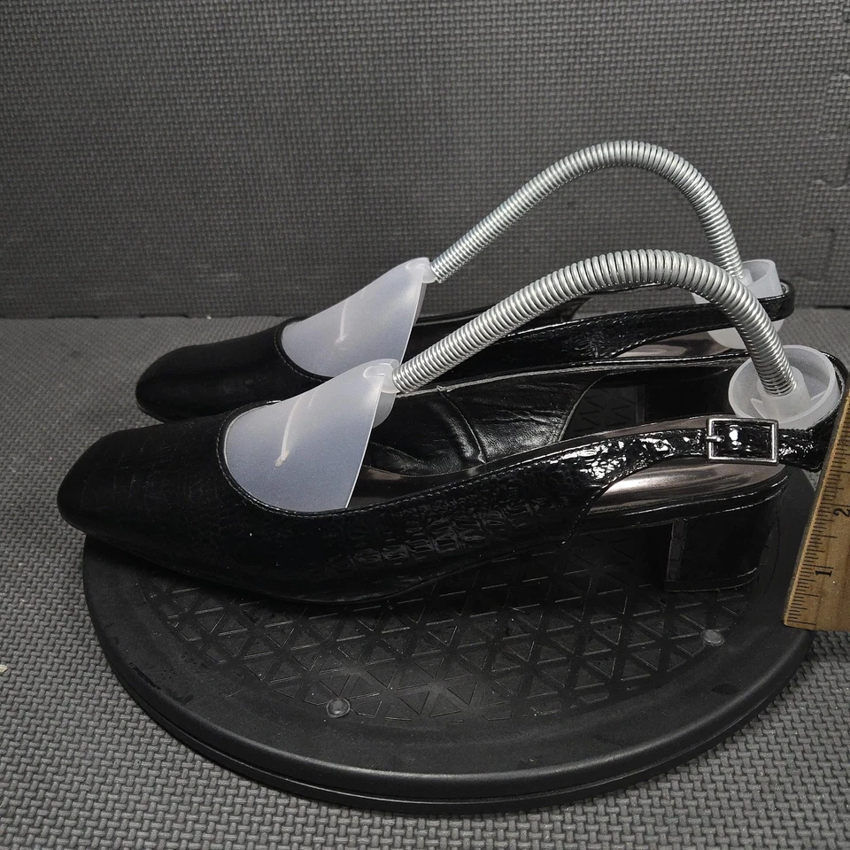 Zapatos Pierre Dumas para mujer talla 11 negros con cordones tacón bajo bloque cocodrilo en relieve Foto 3 de 4