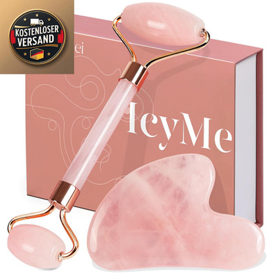 Rose Quartz Gua Sha Set Gesichtsroller Beauty Massager